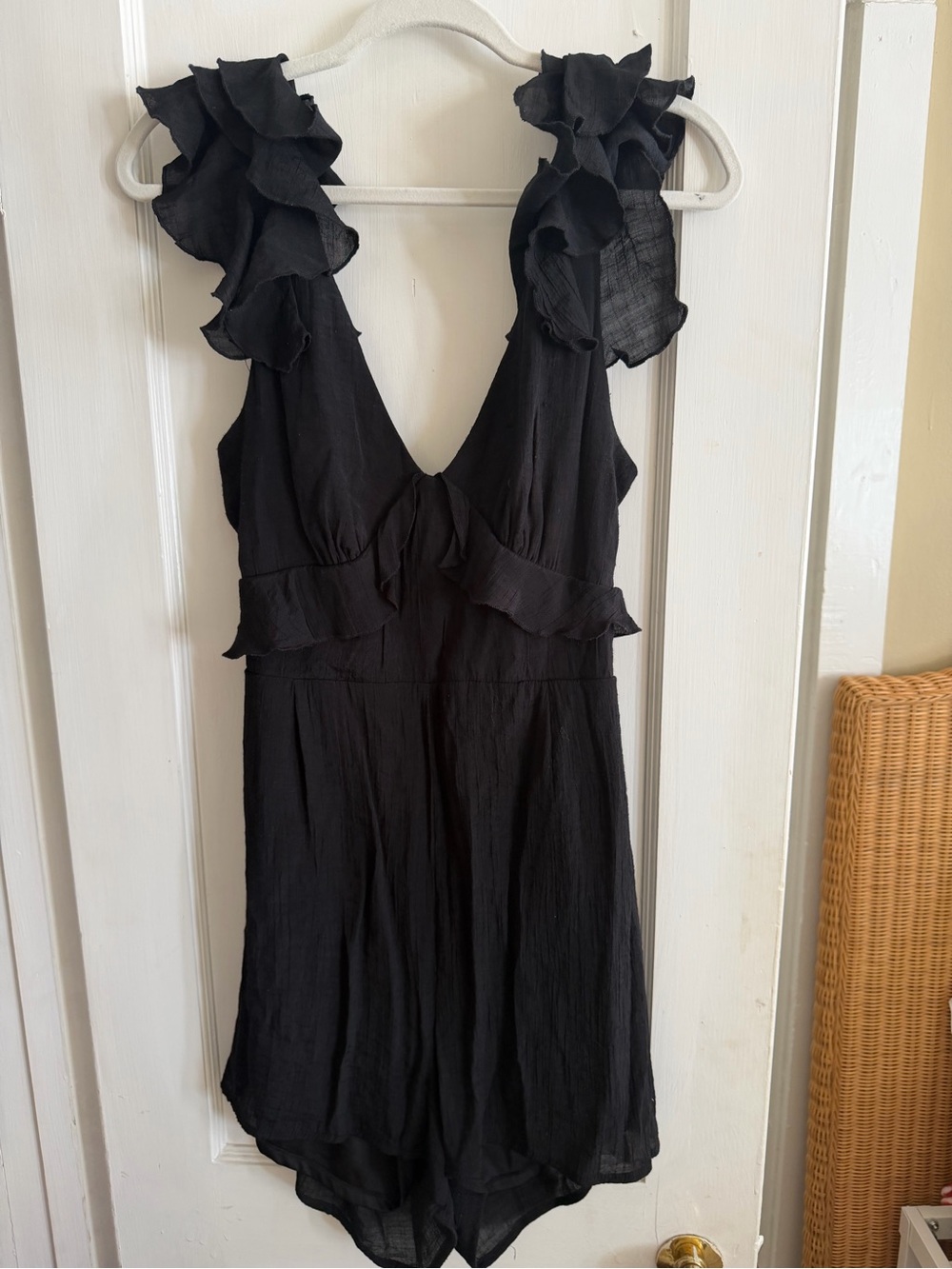 miami Black Ruffle V-Neck Chemise